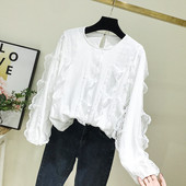 Bluza de dama model nou cu dantela in alb si negru