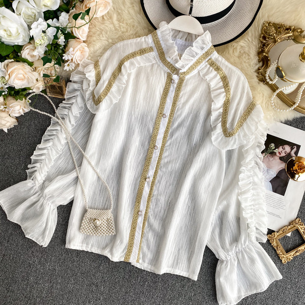 Cămașă modernă de damă cu nasturi în trei culori