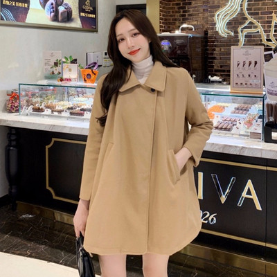 Modern női hosszú, széles kabát barna és fekete színekben