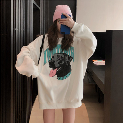 Bluză de damă sport-casual cu aplicație în gri, alb și negru