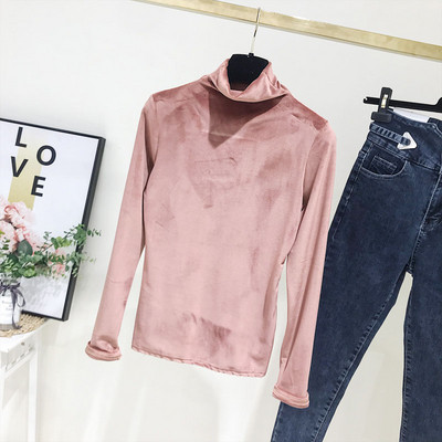 Bluza de dama actuala cu guler polo din catifea in mai multe culori