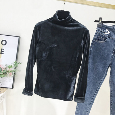 Bluza de dama actuala cu guler polo din catifea in mai multe culori