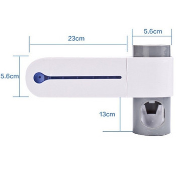 Електронен дозатор с поставка за четки и паста за зъби с ултравиолетова светлина против бактерии в бял цвят