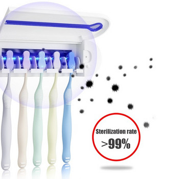 Ηλεκτρονικός διανομέας με στήριγμα βούρτσας και οδοντόκρεμα με υπεριώδη ακτινοβολία εναντίον βακτηρίων σε λευκό χρώμα
