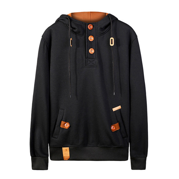 Napi férfi pulóver kapucnival és gombokkal, öt színben