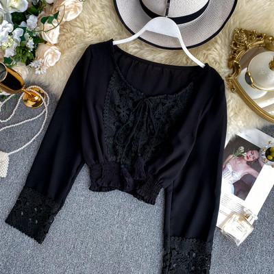 Női ing kerek nyakkivágással és csipkével több színben