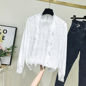 Bluza de dama model nou din catifea de culoare alba