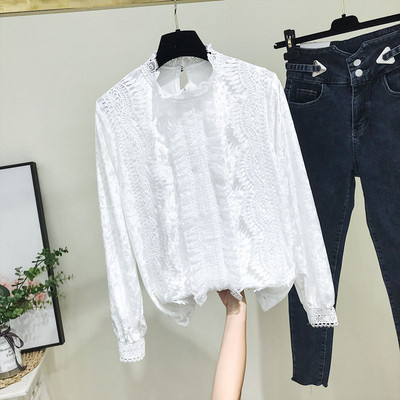 Bluza de dama model nou din catifea de culoare alba