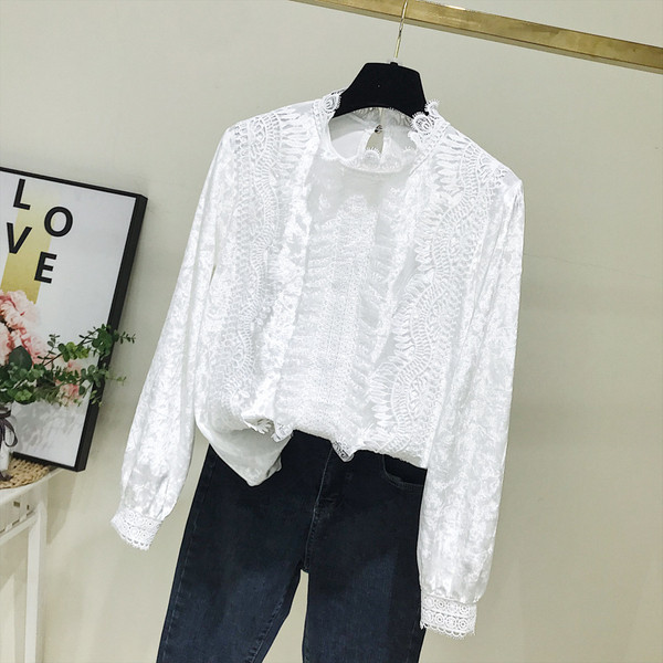 Bluza de dama model nou din catifea de culoare alba