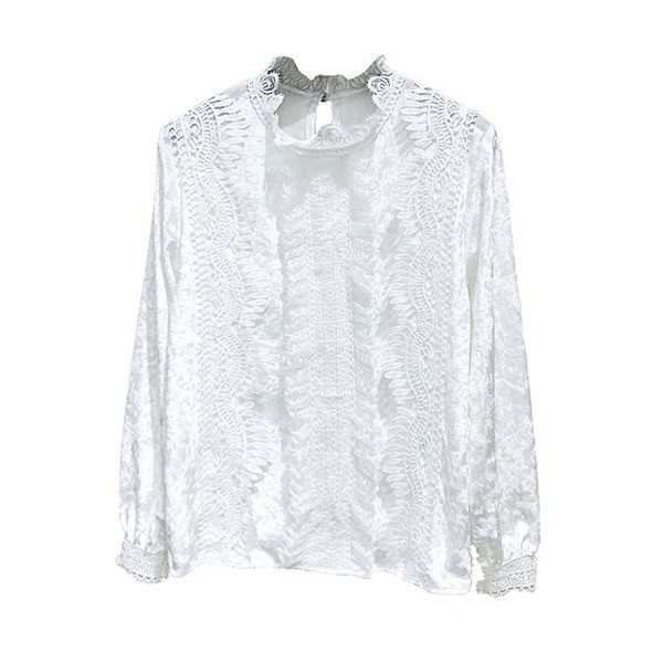 Bluza de dama model nou din catifea de culoare alba