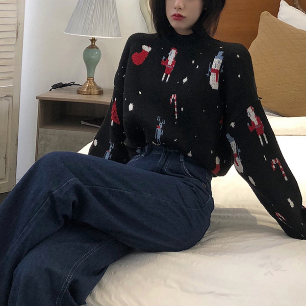 Pulover de damă tricotat în roșu și albastru cu model cu model