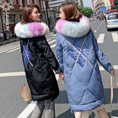 Geaca lunga de dama model NOU cu gluga si puf in trei culori