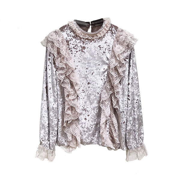 Aktuális női bársony blúz rózsaszín és fehér színben