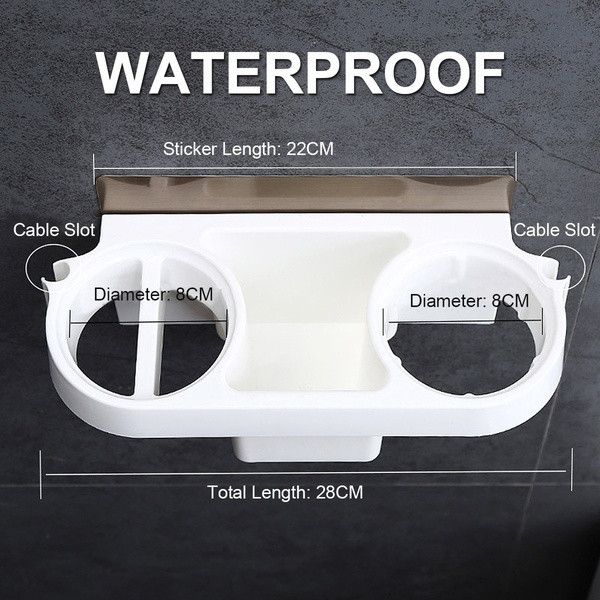 Öntapadó rendszerező, hellyel a hajszárító és a hajvasaló számára, fehér színben