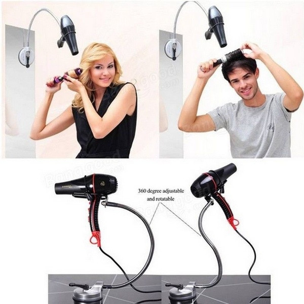 Hajlítható rozsdamentes acél hajszárító állvány szürke színben