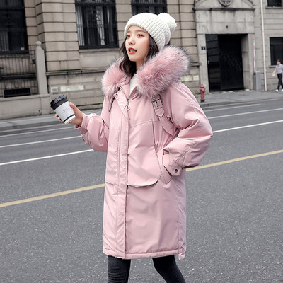 Modern női hosszú téli kabát kapucnival és zsebekkel, három színben