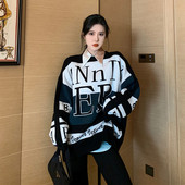 Pulover larg casual de dama cu model cu model