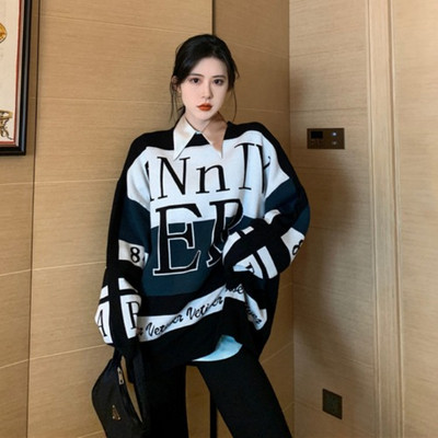 Pulover larg casual de dama cu model cu model