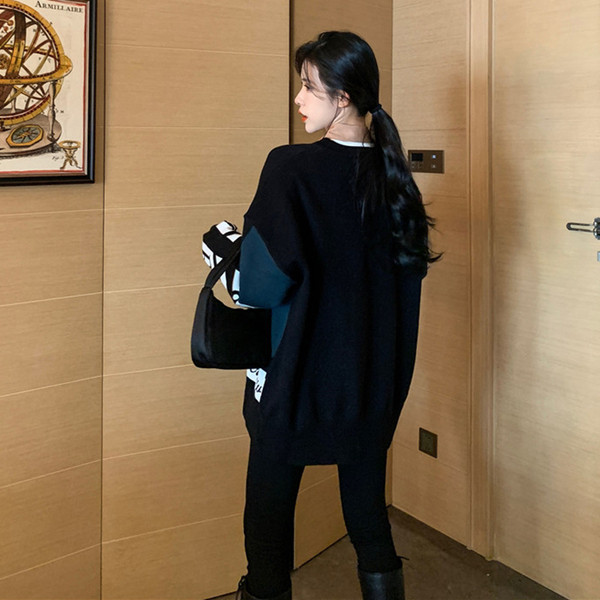 Pulover larg casual de dama cu model cu model