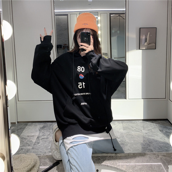 Hanorac controversat de zi cu zi pentru femei, cu glugă în gri și negru