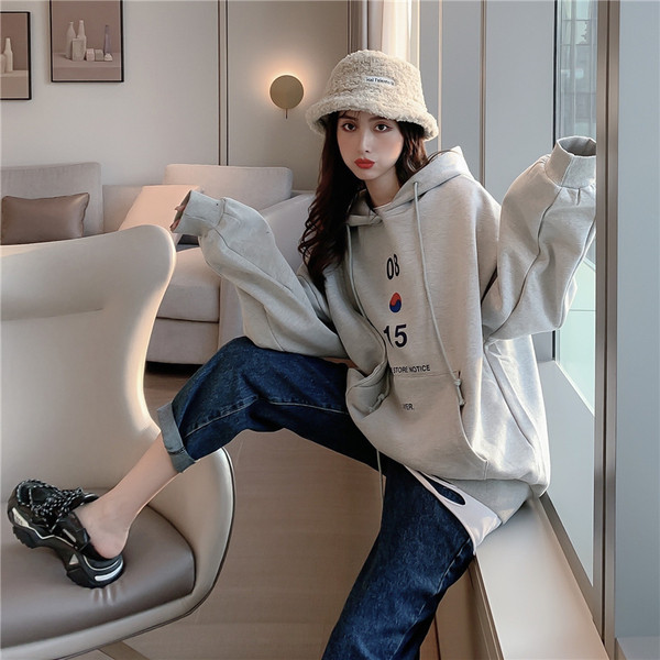 Hanorac controversat de zi cu zi pentru femei, cu glugă în gri și negru