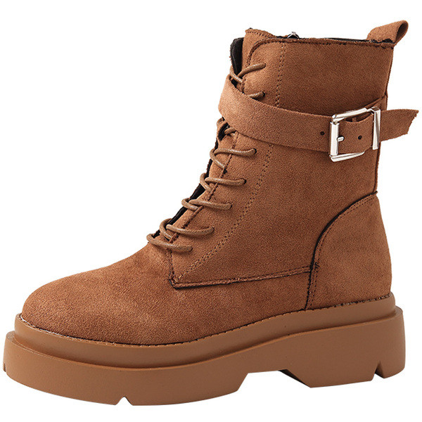 Női téli csizma magas talppal, fekete és bézs színben