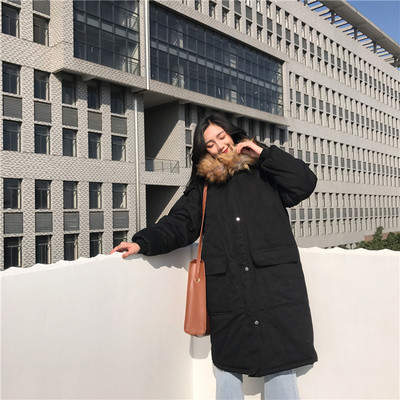 Jachetă lungă casual de damă cu buzunare și puf în patru culori