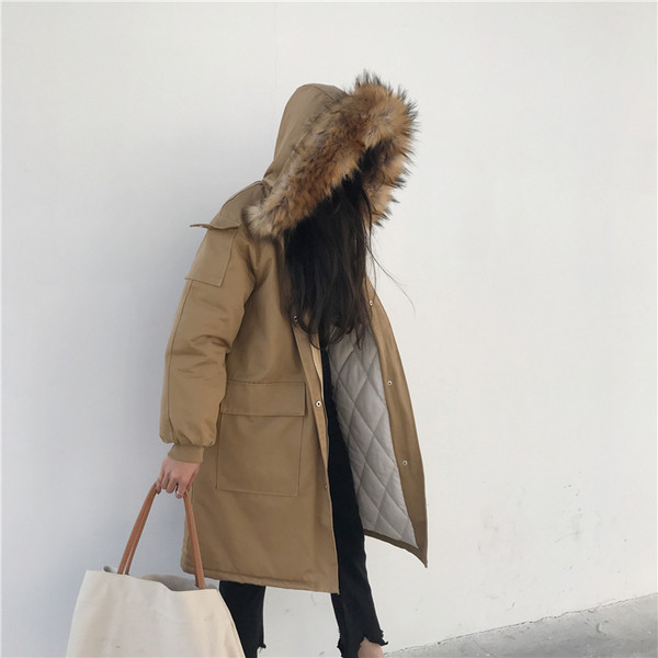 Jachetă lungă casual de damă cu buzunare și puf în patru culori