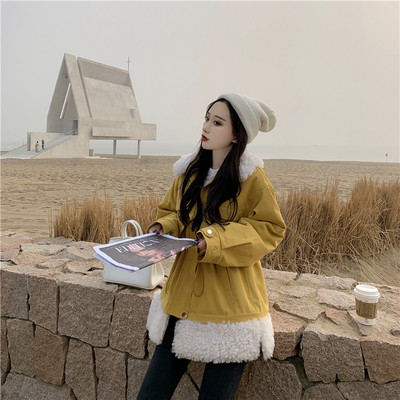 Jachetă modernă de damă cu nasturi și căptușeală moale în verde, galben și gri