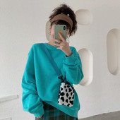 Γυναικεία casual φαρδύ μπλούζα σε μπλε και πράσινο χρώμα κλασικό μοντέλο