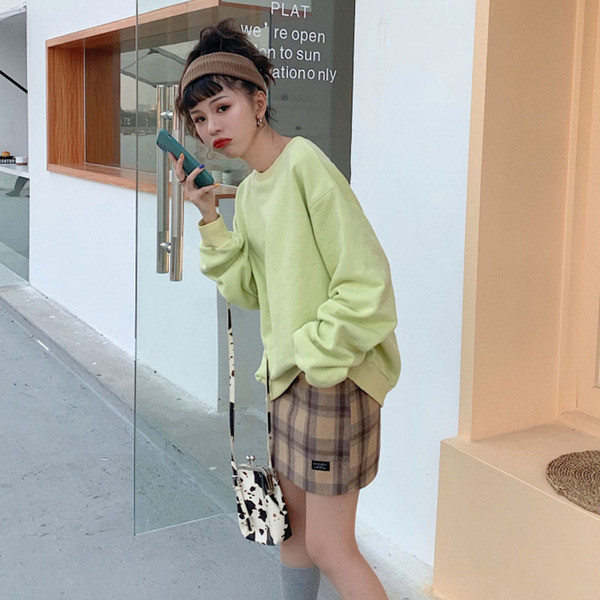 Γυναικεία casual φαρδύ μπλούζα σε μπλε και πράσινο χρώμα κλασικό μοντέλο