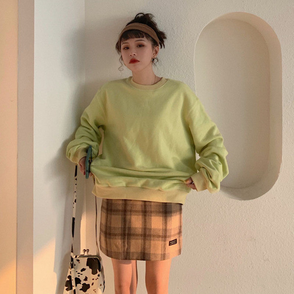 Γυναικεία casual φαρδύ μπλούζα σε μπλε και πράσινο χρώμα κλασικό μοντέλο