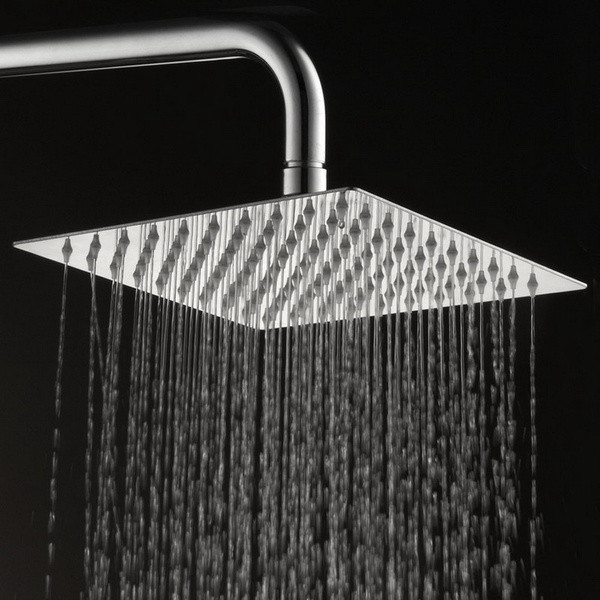 Накрайник за душ с квадратна форма от неръждаема стомана в сив цвят