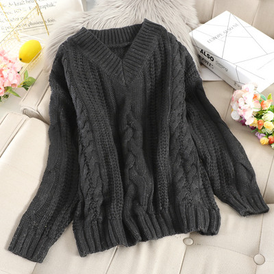 Női kötött pulóver spitz nyakkivágással, több színben