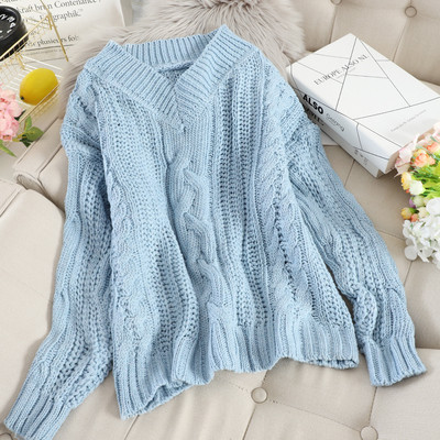 Női kötött pulóver spitz nyakkivágással, több színben