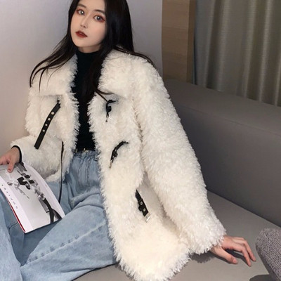 Palton modern de damă cu mâneci lungi în roșu și alb