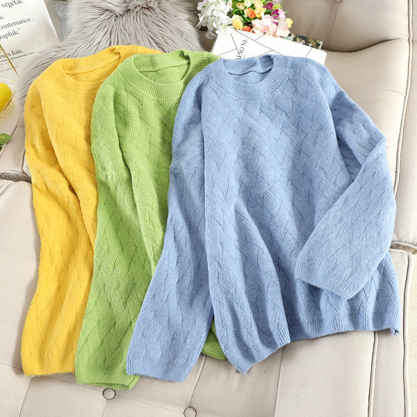 Pulover de dama casual cu decolteu rotund in mai multe culori