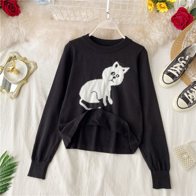 Pulover de dama modern in alb si negru