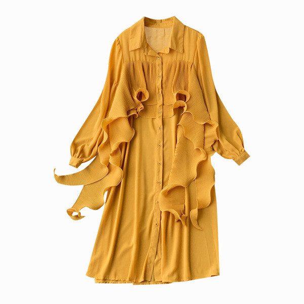 Rochie moderna de dama cu maneci largi si nasturi in mai multe culori