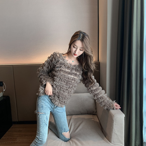 Női blúz rojtokkal szürke, zöld és fehér színben