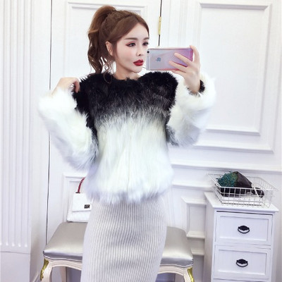 Palton scurt de puf cu culori fluide - patru culori