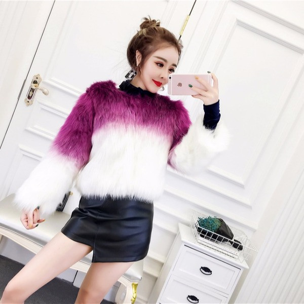 Palton scurt de puf cu culori fluide - patru culori