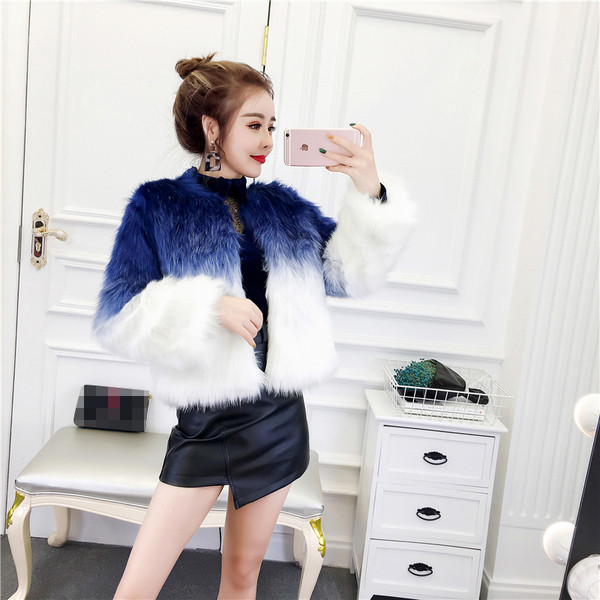 Palton scurt de puf cu culori fluide - patru culori