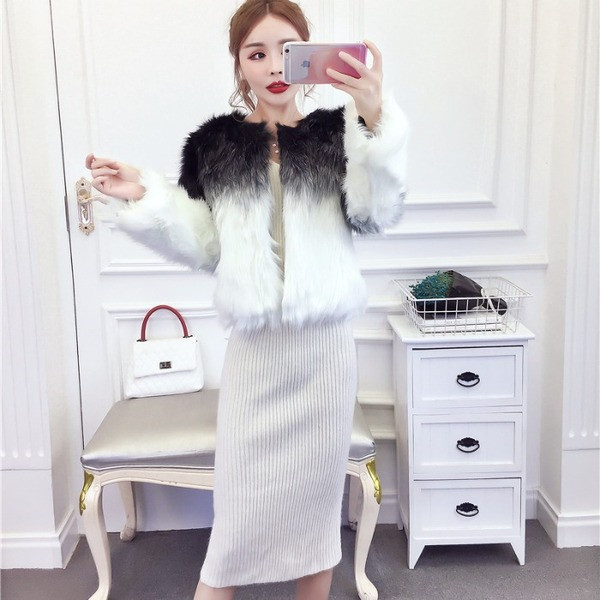 Palton scurt de puf cu culori fluide - patru culori