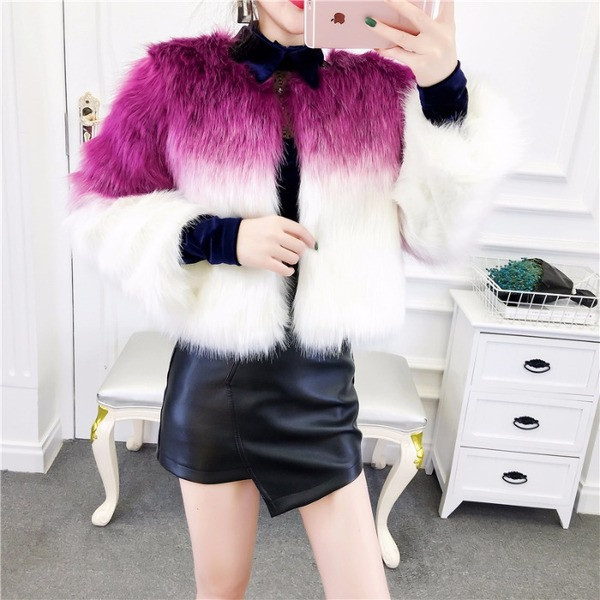 Palton scurt de puf cu culori fluide - patru culori