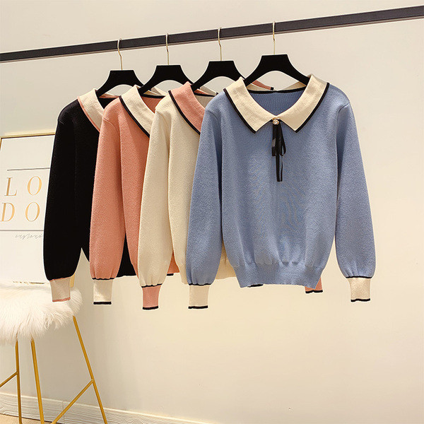 Γυναικείο πουλόβερ με κολάρο σε τέσσερα χρώματα