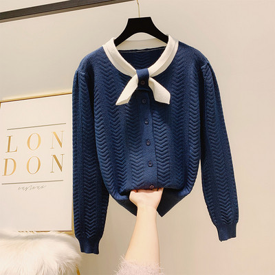 Pulover de dama modern cu panglica si nasturi in mai multe culori