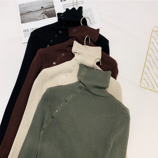 Μοντέρνο γυναικείο πουλόβερ με ψηλό γιακά σε τέσσερα χρώματα