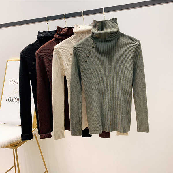 Μοντέρνο γυναικείο πουλόβερ με ψηλό γιακά σε τέσσερα χρώματα