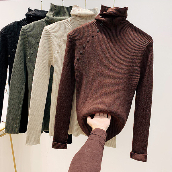 Μοντέρνο γυναικείο πουλόβερ με ψηλό γιακά σε τέσσερα χρώματα